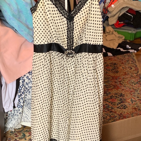BCBG Max‎ Azria strapped mostly silk dress with gorgeous heavy pin . Worn 2x - Picture 1 of 7
